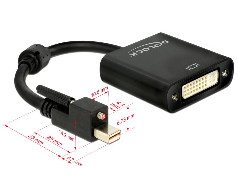 Delock Adapter Mini-Displayport - DVI, 4K, aktiv, verschraubbar