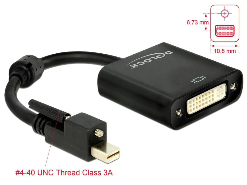 Delock Adapter Mini-Displayport - DVI, 4K, aktiv, verschraubbar