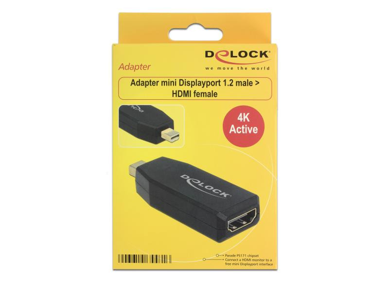 Delock Adapter Mini-Displayport - HDMI 4K, aktiv, schwarz