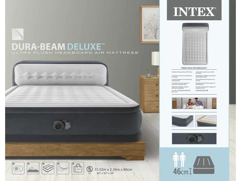 Intex Luftbett Dura Beam mit Headboard Queen 152 x 236 x 86 cm
