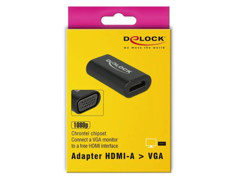 Delock Adapterkabel HDMI, VGA Metalgehäuse, Schwarz