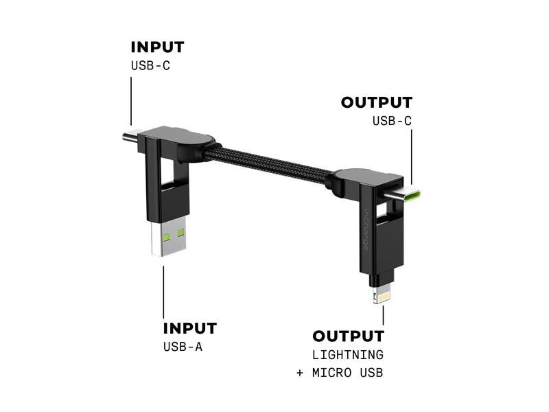 RollingSquare inCharge X, 6in1, USB-A/-C, Micro-USB, Lightning 0.07 m