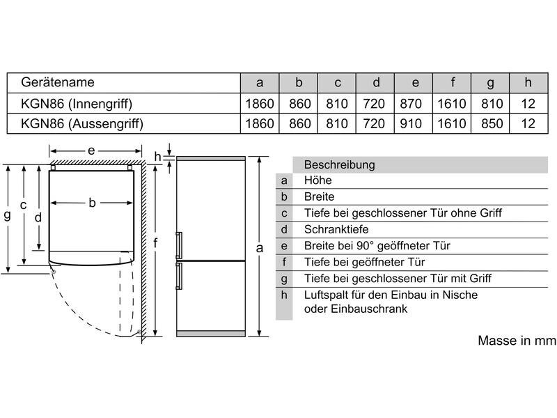 Bosch Kühl-Gefrierkombination KGN86AIDR Rechts, Wechselbar