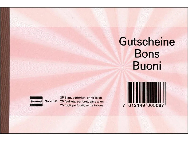 Favorit Gutschein A6 quer 25 Blatt, Rot