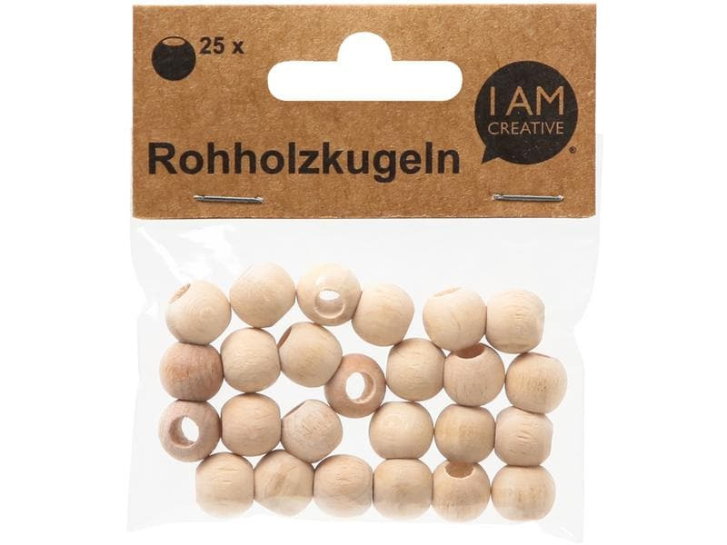lalana Holzperlen 12 mm, 25 Stück