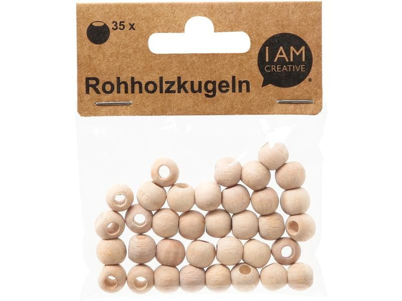 lalana Holzperlen mit Grossloch 10 mm, 35 Stück