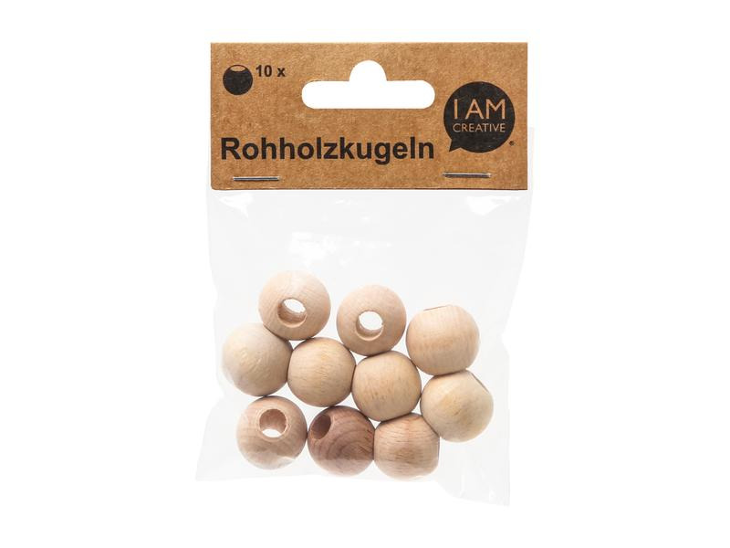 lalana Holzperlen mit Grossloch 20 mm, 10 Stück
