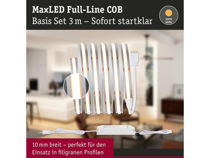 Paulmann LED-Stripe MaxLED 1000 BasisSet COB, 2700 K, 1.5 m, Silber