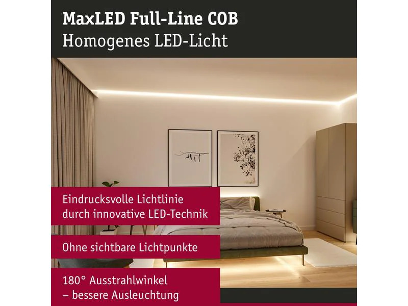Paulmann LED-Stripe MaxLED 1000 BasisSet COB, 2700 K, 3 m, Silber