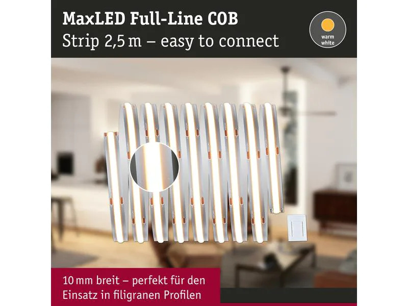 Paulmann LED-Stripe MaxLED 1000 Einzelstripe COB, 2700K, 2.5m, Silber