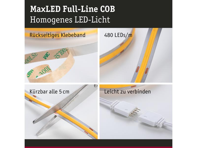 Paulmann LED-Stripe MaxLED 500 Basis Set COB, 2700 K, 3 m, Silber