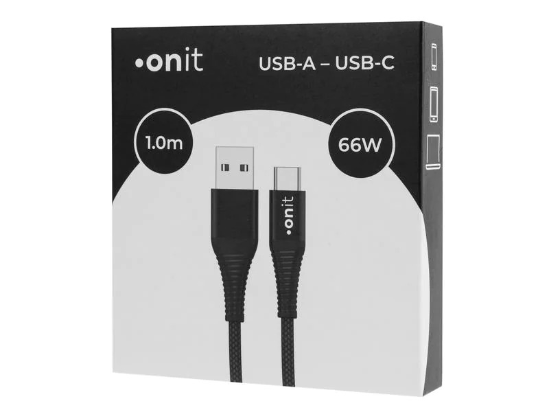 onit USB 2.0-Kabel USB A - USB C 1 m, Schwarz