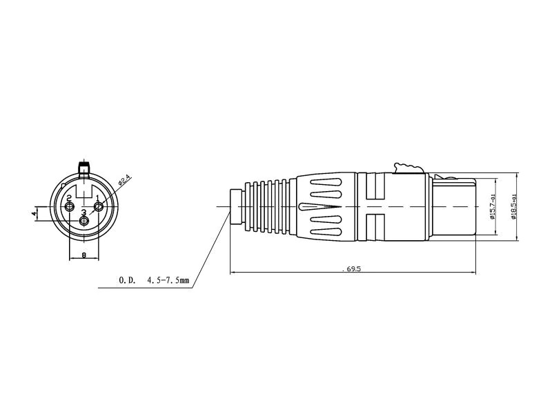 Bemero Stecker BC1001NI-F 3-Pol XLRf female Stecker Nickel