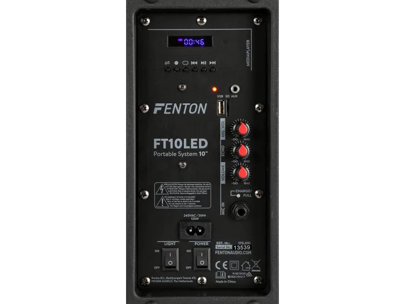 Fenton Lautsprecher FT10LED Aktiv Trolley-Speaker