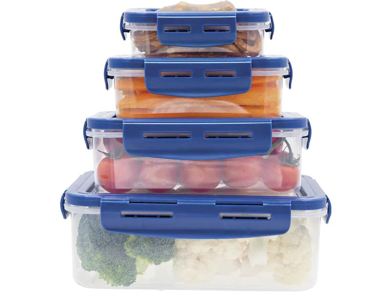 Livington Everclean Vorratsdose Flex &amp; Fresh 4 Stück, 3.35 l, Blau/Transparent