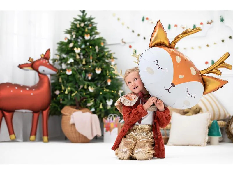 Partydeco Folienballon Hirsch Braun/Gold/Weiss