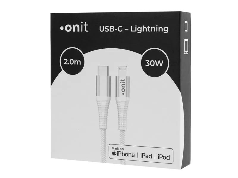 onit USB 2.0-Kabel MFi USB C - Lightning 2 m, Weiss