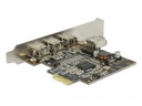 Delock PCI-Express-Karte 3x FW B extern + 1x intern FW A