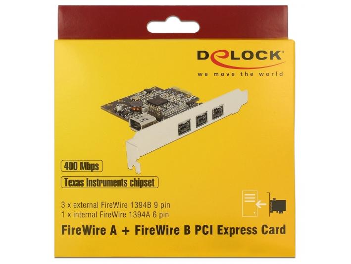 Delock PCI-Express-Karte 3x FW B extern + 1x intern FW A
