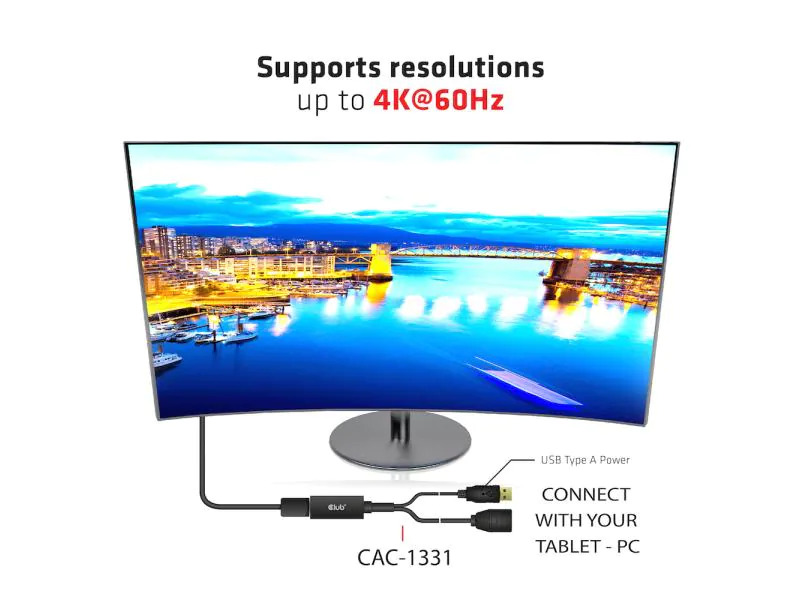 Club 3D HDMI 2.0 zu DP 1.2 4K60Hz HDMI - DisplayPort, 0.25 m