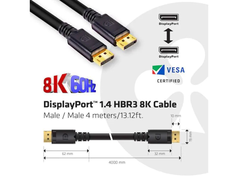 Club 3D Kabel DisplayPort 1.4 - DisplayPort 1.4 HBR3 8K, 4 m