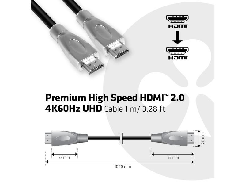 Club 3D Kabel HDMI 2.0 - HDMI Premium, 1 m