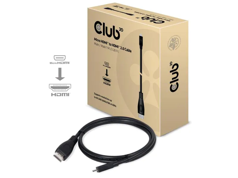 Club 3D Kabel Micro-HDMI - HDMI 2.0 4K60Hz,  1 m