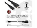 Club 3D Kabel Micro-HDMI - HDMI 2.0 4K60Hz,  1 m