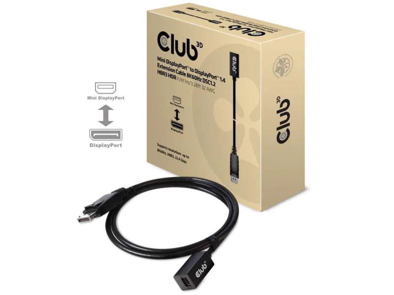 Club 3D Kabel Mini DisplayPort auf DisplayPort 1.4 Verl.-kabel, 1 m