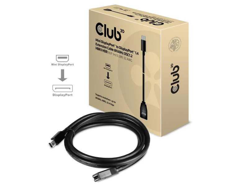 Club 3D Kabel Mini DisplayPort auf DisplayPort 1.4 Verl.-kabel, 1 m