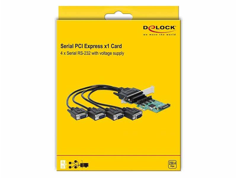 Delock PCI-Express-Karte 89938 4x RS-232 mit Spannungsversorgung