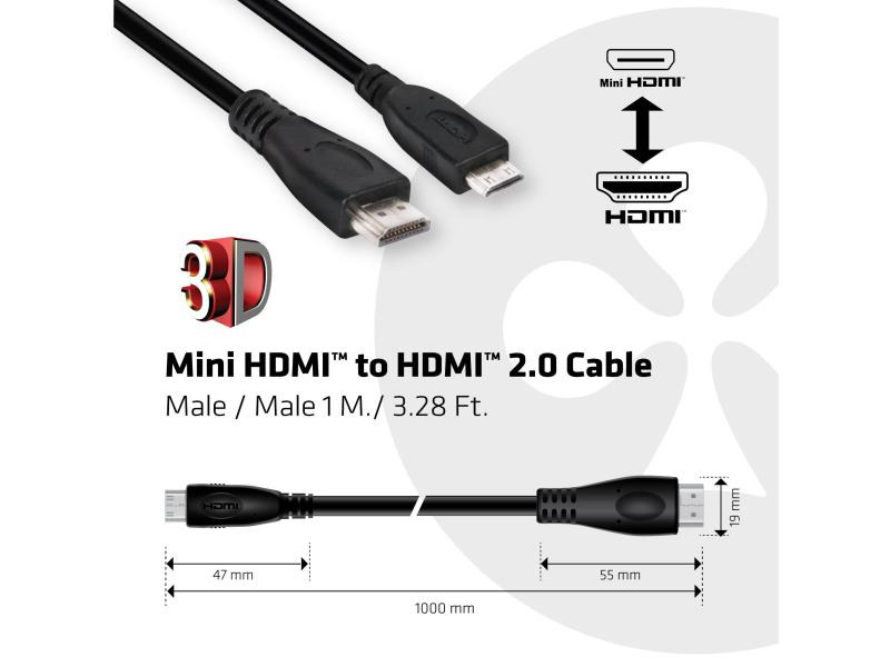 Club 3D Kabel Mini-HDMI - HDMI 2.0,  1 m