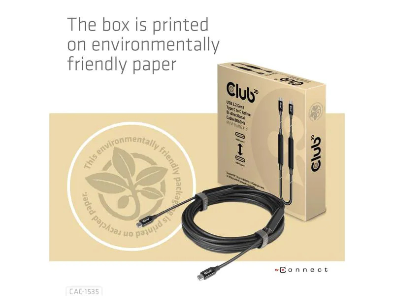 Club 3D Kabel USB Type-C - USB Type-C, 5 m, 8K60Hz