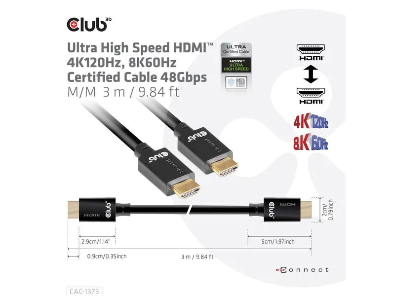 Club 3D Kabel Ultra High Speed 10K HDMI 2.1 - HDMI, 3 m