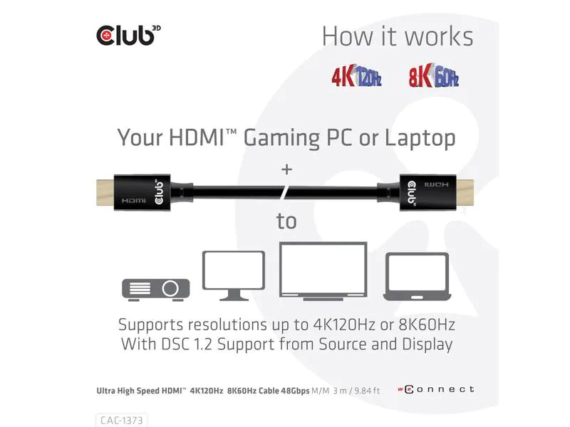 Club 3D Kabel Ultra High Speed 10K HDMI 2.1 - HDMI, 3 m