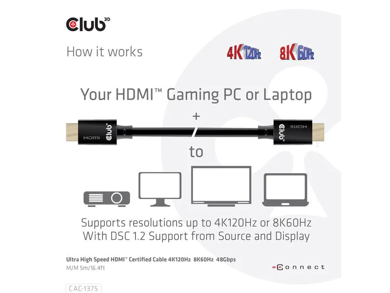 Club 3D Kabel Ultra High Speed HDMI 2.1 HDMI - HDMI, 5 m
