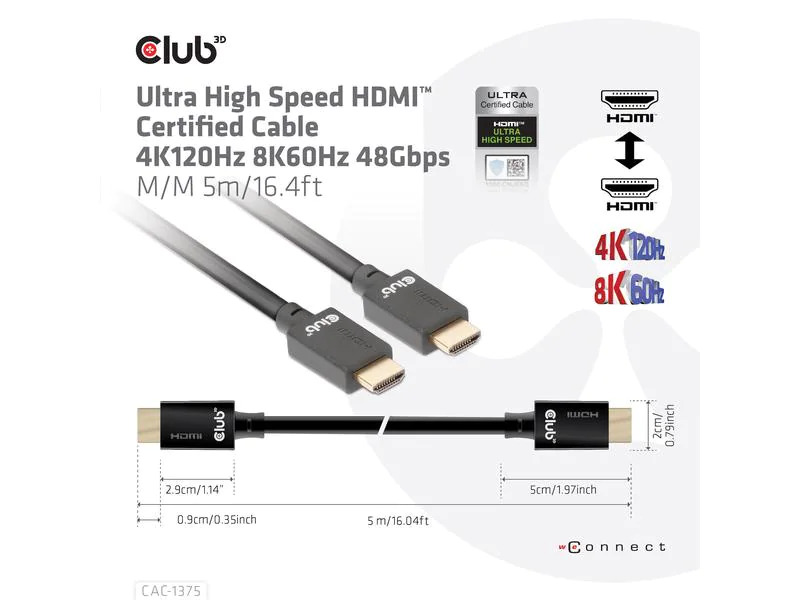 Club 3D Kabel Ultra High Speed HDMI 2.1 HDMI - HDMI, 5 m