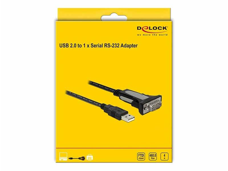 Delock Serial-Adapter USB-A zu RS-232 DB9, 4m