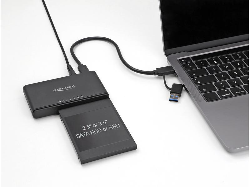 Delock Konverter USB-C für 1x M.2 NVMe SSD +1x SATA SSD/HDD