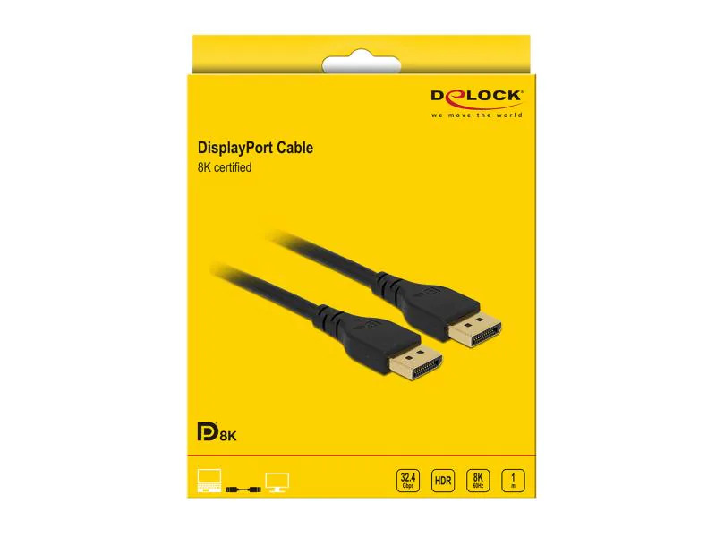 Delock Kabel DisplayPort, 8K/60Hz ohne Einrastfunktion, 1m