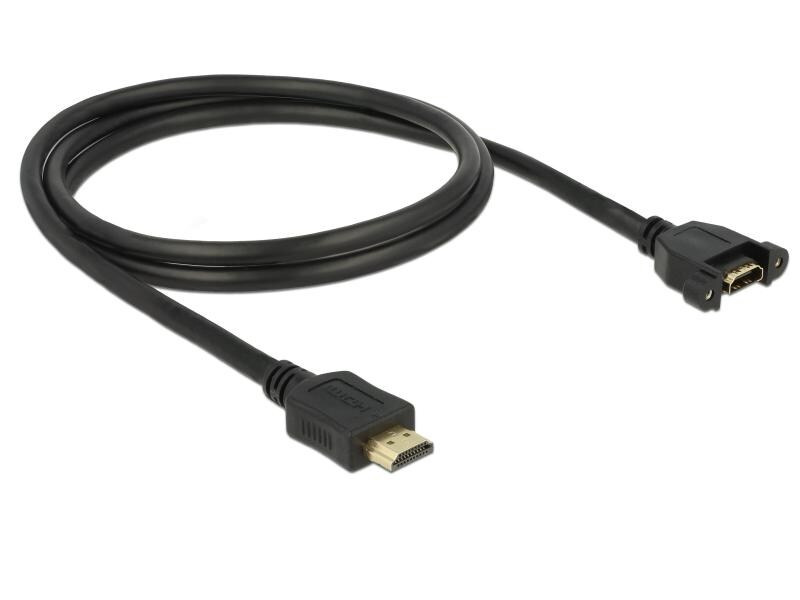 Delock Kabel HDMI - HDMI, 1 m 4K, 30 Hz, zum Einbau, verschraubbar