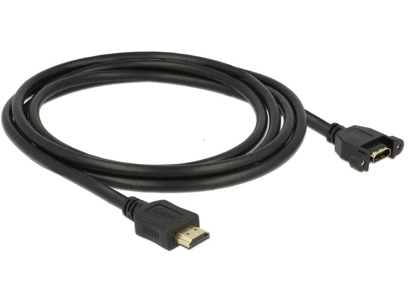 Delock Kabel HDMI - HDMI, 2 m 4K, 30 Hz, zum Einbau, verschraubbar