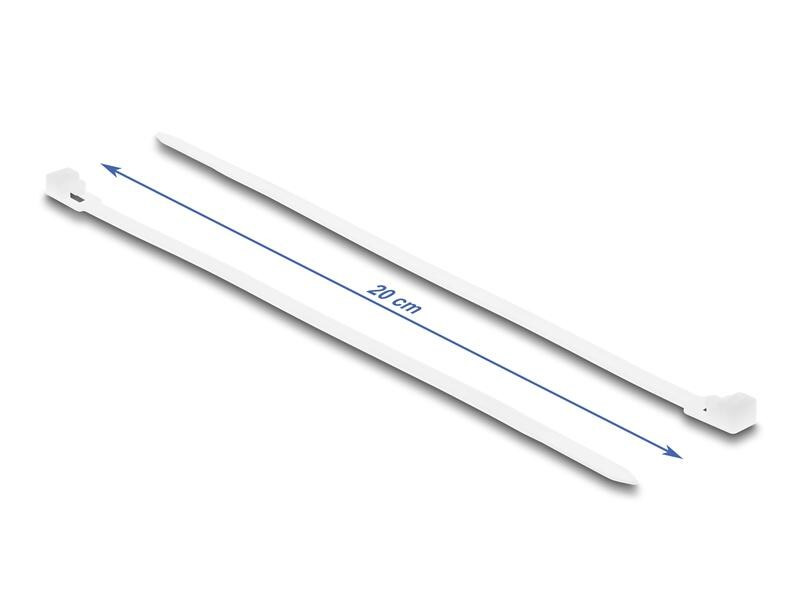 Delock Kabelbinder Weiss 200 mm x 4.8 mm, 100 Stück