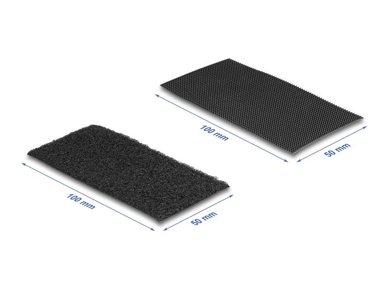 Delock Klettrechtecke Schwarz 0.1 m x 50 mm, 10 Stück