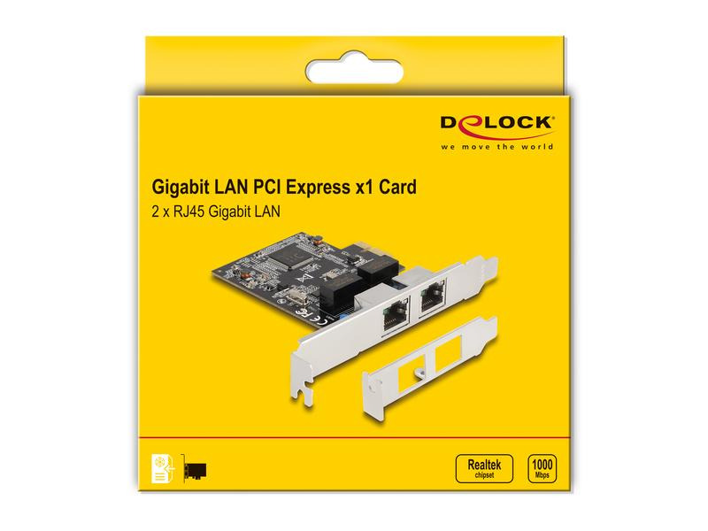Delock Netzwerkkarte 2xRJ45 Gigabit PCI-Express x1
