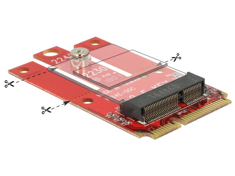 Delock Mini-PCI-Express-Karte Mini-PCIe - M.2 Key-E USB2.0