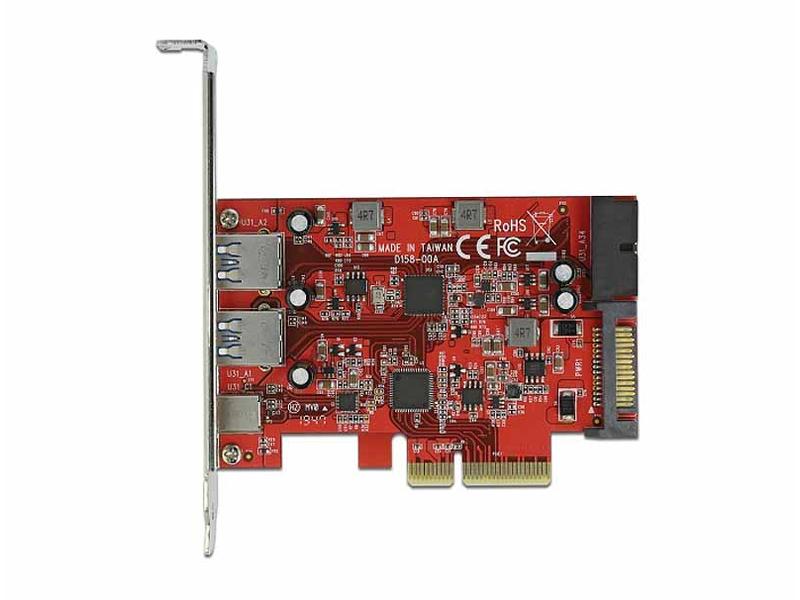 Delock PCI-Express-Karte 90492 USB 3.1 Gen.2 USB-A + 2x USB-C