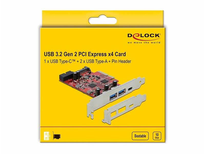 Delock PCI-Express-Karte 90492 USB 3.1 Gen.2 USB-A + 2x USB-C