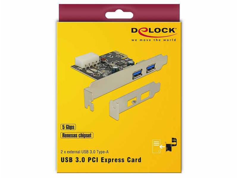Delock PCI-Express-Karte USB 3.0 Typ-A + LowProfile