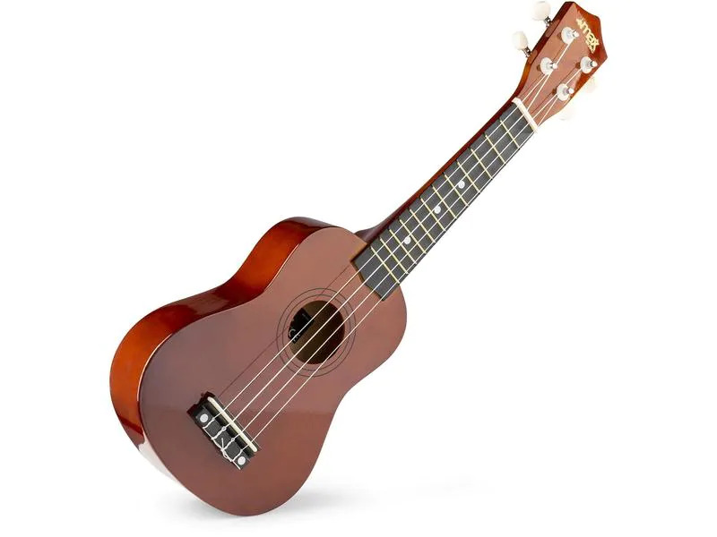 MAX Ukulele UKEY Set Soprano Dunkel Natur 21 Zoll